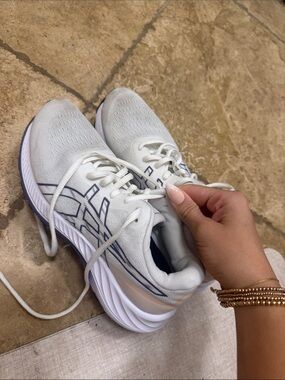 ASICS Women's Running Sneakers in White with Navy Accents